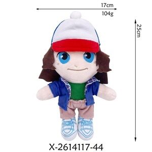 Charming Plush Toy with Red Cap and Blue Jacket